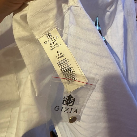 Brand New! GIZIA White Women Blouse with Real Crystals Size 42 - Picture 7 of 8